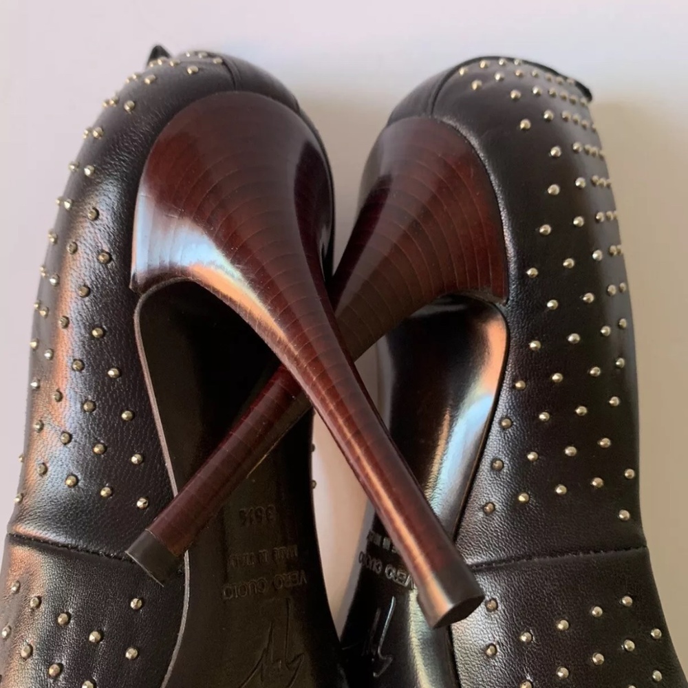 Giuseppe Zanotti Black Studded Peep Toe Heels 6.5 - Picture 8 of 8
